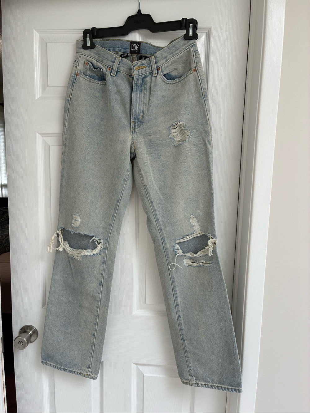 BDG Light Blue Straight Leg Distressed Jeans